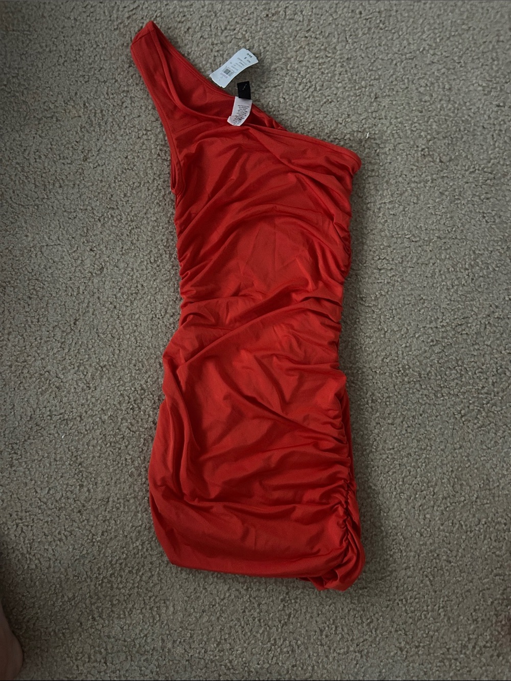 Windsor Red One-Shoulder Ruched Bodycon Dress